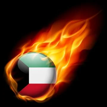 Round glossy icon of Kuwait Stock Illustration