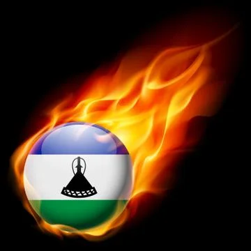 Round glossy icon of Lesotho Illustrazione stock