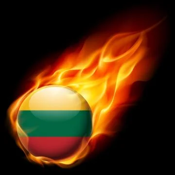 Round glossy icon of Lithuania Stock Illustration