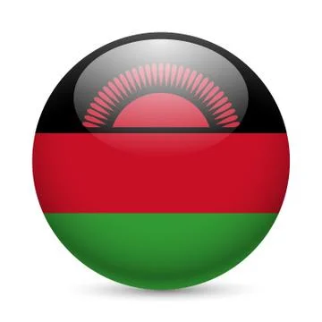 Round glossy icon of Malawi Illustrazione stock