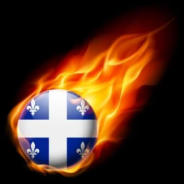 Round glossy icon of Quebec Stock Illustration