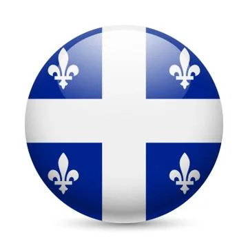 Round glossy icon of Quebec Illustrazione stock