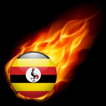 Round glossy icon of Uganda Illustrazione stock