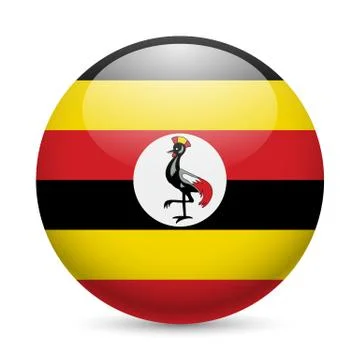 Round glossy icon of Uganda Stock Illustration