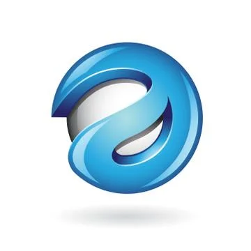 Round Glossy Letter A 3d Blue Logo Icon 库存插图