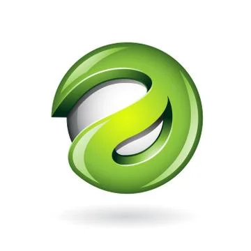 Round Glossy Letter A 3d Green Logo Icon 库存插图
