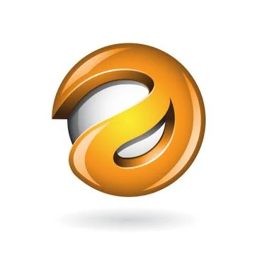 Round Glossy Letter A 3d Orange Logo Icon 库存插图