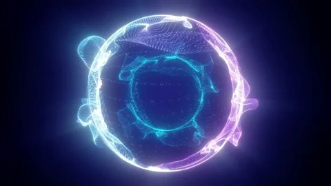 Round glowing sphere with small flying particles Vídeos de archivo 240025547