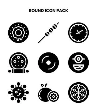 Round Glyph Design Icons Pack Ilustración de archivo