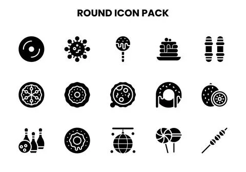 Round Glyph Icons Pack Stock Illustration
