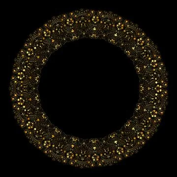 Round gold curl vector frame Stock Illustration