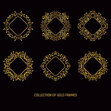 Round gold frames Stock Illustration