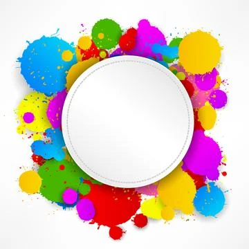 Round Gold Ring on Colorful Splashes Background, Vector Illustration イラスト素材