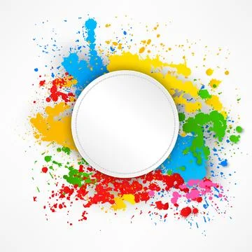 Round Gold Ring on Colorful Splashes Background, Vector Illustration Stock Illustration