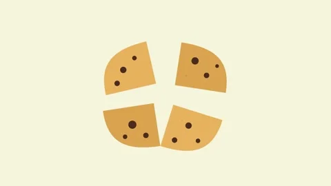 Round Golden Brown Cookie Crumbling with Dark Chocolate Chips on Beige Back.. Видео 346007191