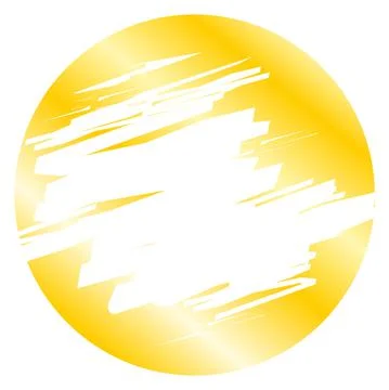 Round golden label with scratch effect. Erased layer Stock Illustration