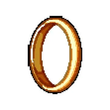 Round golden ring pixel art vector illustration Stock Illustration