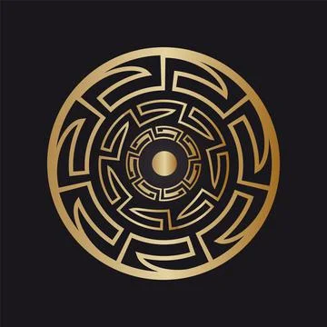 Round Gothic pattern. Occult symbol on a black background イラスト素材