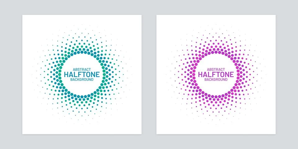 Round Gradient Halftone Backgrounds Stock Illustration