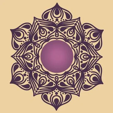 Round gradient mandala on background. Vector boho mandala in green and pink.. Stock Illustration