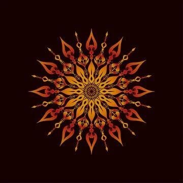 Round gradient mandala on a dark background Stock Illustration