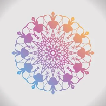 Round gradient mandala on white isolated background. Vintage decorative elements Illustrazione stock