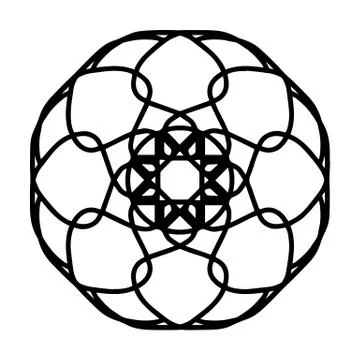 Round gradient mandala on white isolated background. Vector boho mandala black Stock Illustration