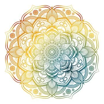 Round gradient mandala on white isolated background. Beautiful round pattern Stock Illustration