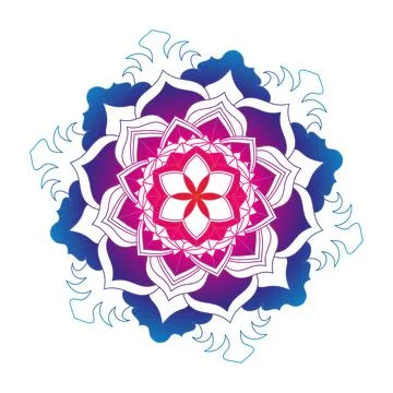 Round gradient mandala on white isolated background. Vector boho mandala in Illustrazione stock