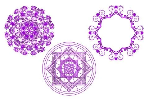 Round gradient mandala on white isolated background. Vector boho mandala in.. Stock Illustration
