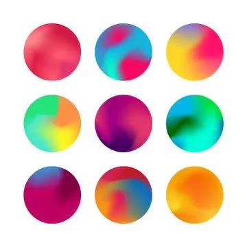 Round gradient set. Rounded holographic gradient sphere button Stock Illustration