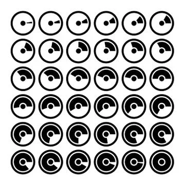 Round graph circular charts with 10 grade step Stock Illustration