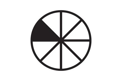 Round graphic fraction circle shape vector element. Geometric diagram divisio Stock Illustration