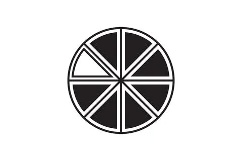Round graphic fraction circle shape vector element. Geometric diagram divisio Stock Illustration