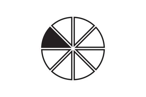 Round graphic fraction circle shape vector element. Geometric diagram divisio Stock Illustration