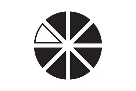 Round graphic fraction circle shape vector element. Geometric diagram divisio Stock Illustration