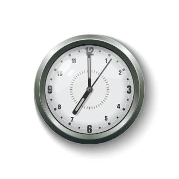 Round gray wall clock for home and office Stock-Illustration