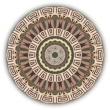 Round greek mandala pattern. Tribal ethnic style background. Vector geometric 스톡 일러스트