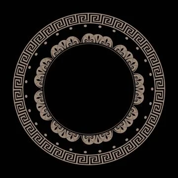 Round greek vector frame. Ornate element for design in Eastern style, place  Stock Illustration