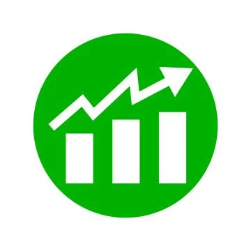 Round green bar graph icon. Vector. Illustrazione stock