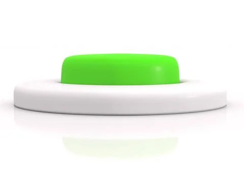 Round green button isolated on white background. 3D icon round green butto... Stock Photos