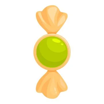 Round green candy wrapped in gold foil with twisted ends Stock Illustration