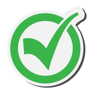Round green checkbox with checkmark, approval badge Stock-Illustration