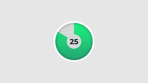 Round green clock timer counts down 29 seconds, countdown, graphics, alpha c Stock Footage 239245881