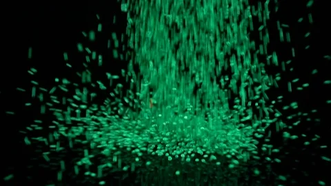 Round Green Shape Sprinkles falling in slow motion. 库存影片 88615726