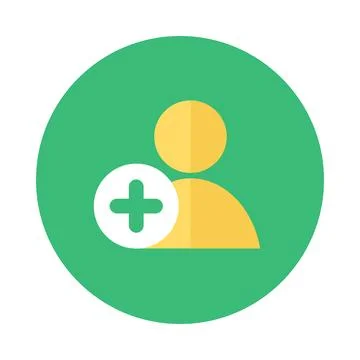 Round Green Sticker Adding New User Icon Stock Illustration