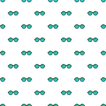 Round green sunglasses repeating seamless summer pattern Illustrazione stock