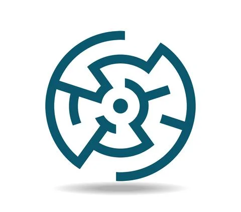Round grey maze. Logo in shape of the labyrinth Stock Illustration