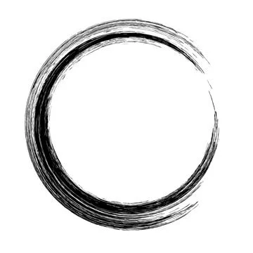 Round grudge frame isolated on white. Brush stroke circle. Easy to edit vecto Stock Illustration