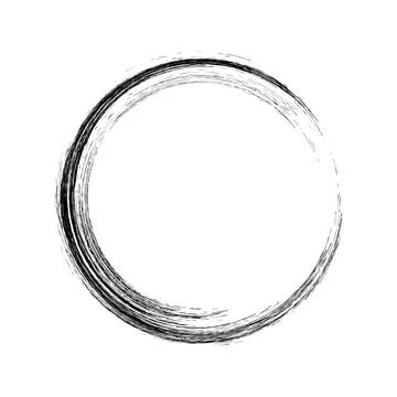 Round grudge frame isolated on white. Brush stroke circle. Easy to edit vecto Stock Illustration
